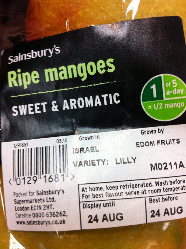 Mangoes supplied by EDOM in Sainsburys, UK