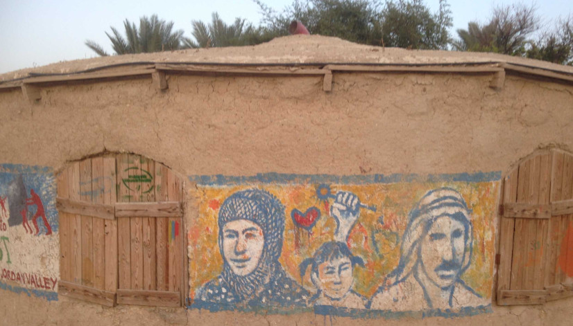 A community centre built by Jordan Valley Solidarity in the village of Fasayil using traditional bricks made from mud and straw. Photo by Bernard Spiegal.